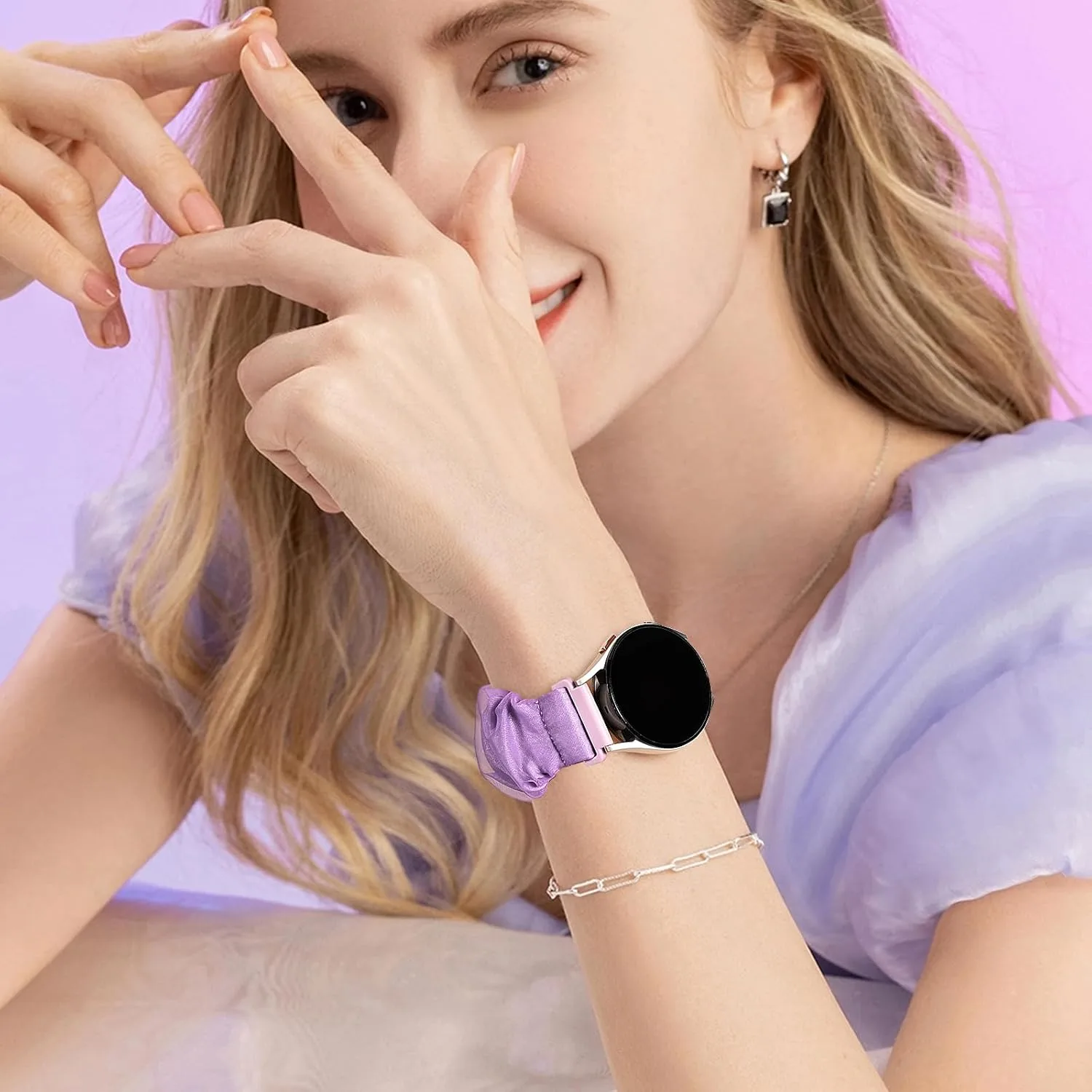 Compatible with Samsung Galaxy Watch 7/6/5/4/Active 2/FE Bands - 40mm/44mm, 20mm Quick Release Scrunchie Strap - Stretchy Cute Elastic Fabric Bands (10-Pack) Women