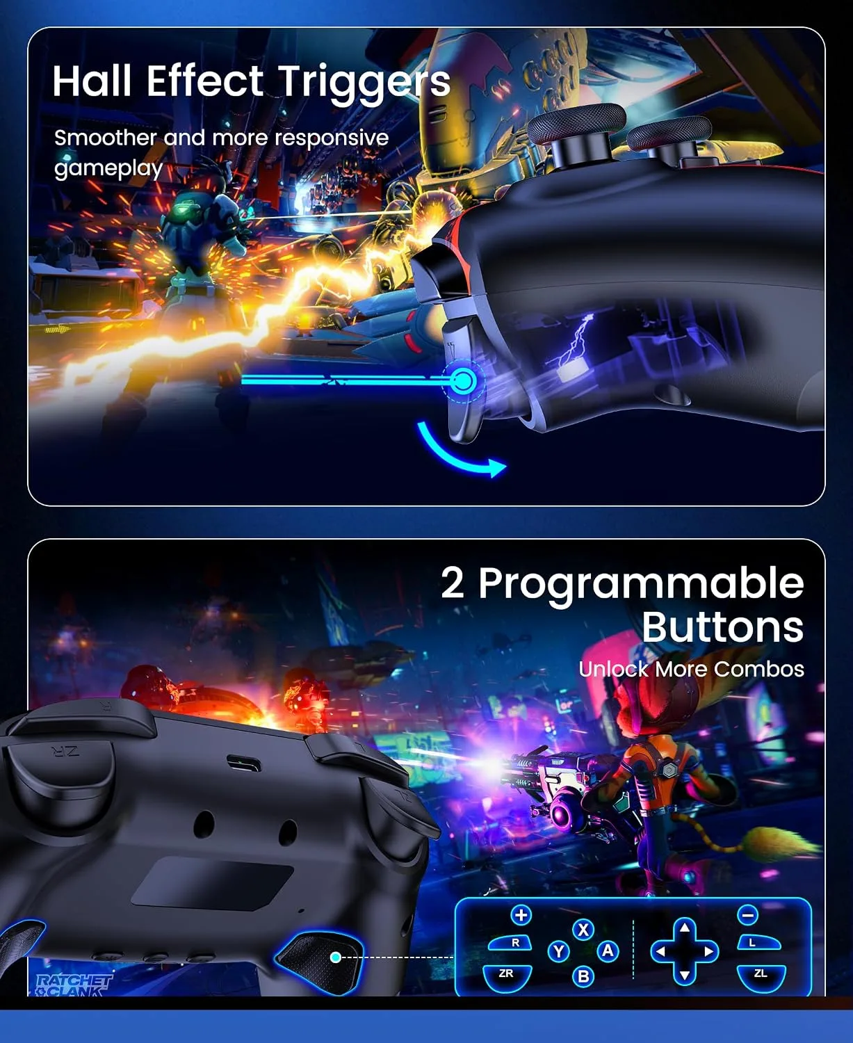 Switch 2 Controller for Nintendo Switch 2/Switch/OLED/Lite, Wireless Switch Controllers with Charging Dock, RGB Switch 2 Pro Controller with Hall Effect, Macro, Turbo and Vibration, Pumpkin Glow