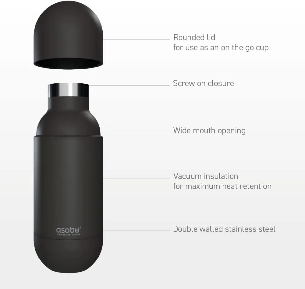 asobu Orb Stainless Steel Double Wall Insulated Travel Water Bottle – Lid Doubles as a Cup 14 Ounce (Blue)…