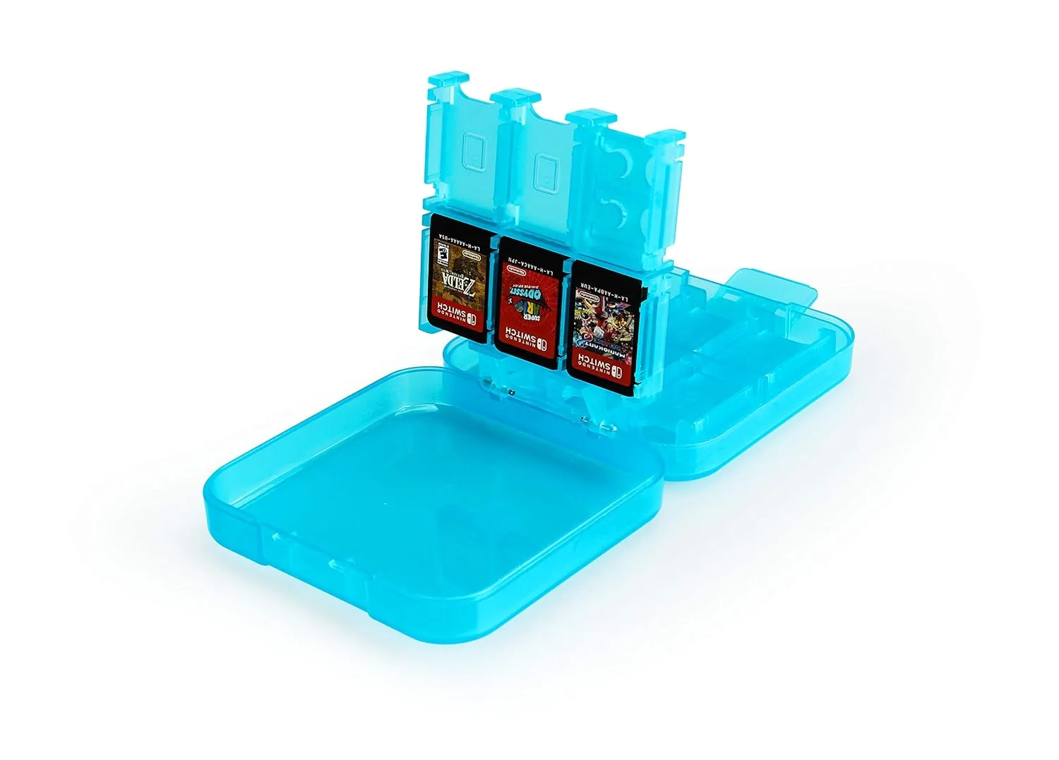 Amazon Basics Portable Game Storage Case for 24 Nintendo Switch Games, Game Card Slots, 3.4 x 3.4 x 1 Inches, Blue