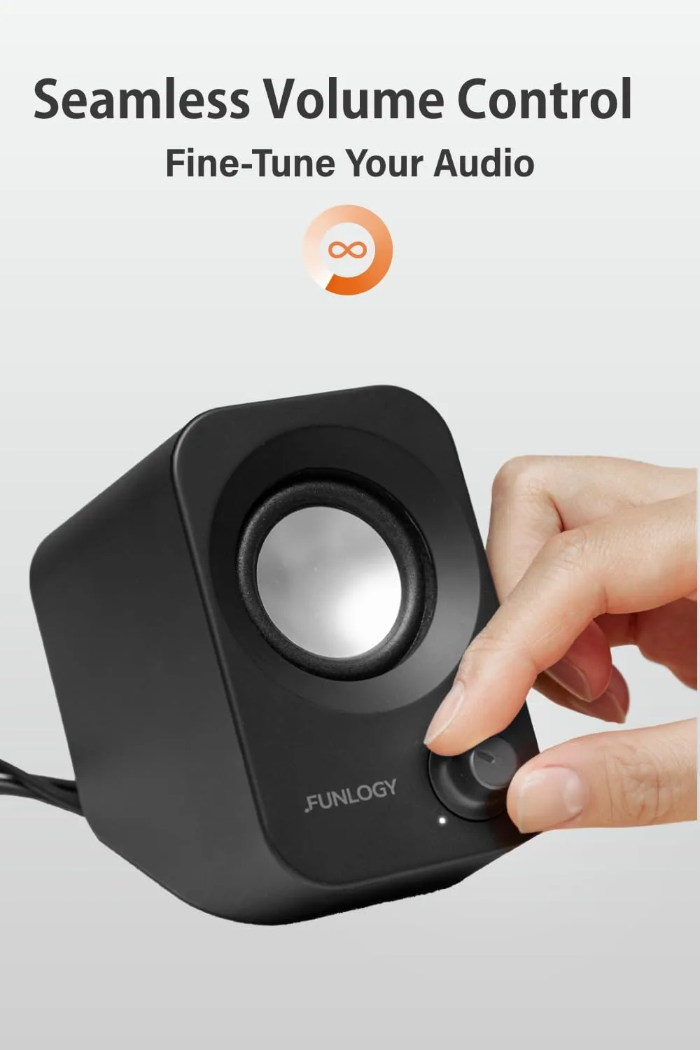 FUNLOGY Speaker - 14W Stereo PC Speakers, USB Powered, Compact Size with 30° Tilt Design, Volume Dial Control, for Desktop, Laptop, Monitor, Gaming Consoles, Black