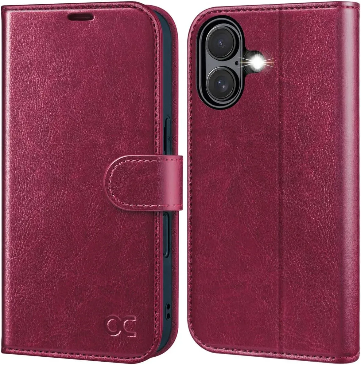 OCASE for iPhone 16 Wallet Case, Card Holder, Burgundy