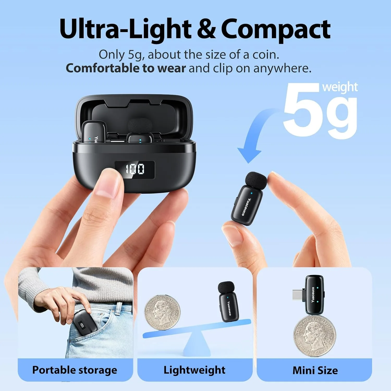 Mini Wireless Lavalier Microphone for iPhone ipad Android