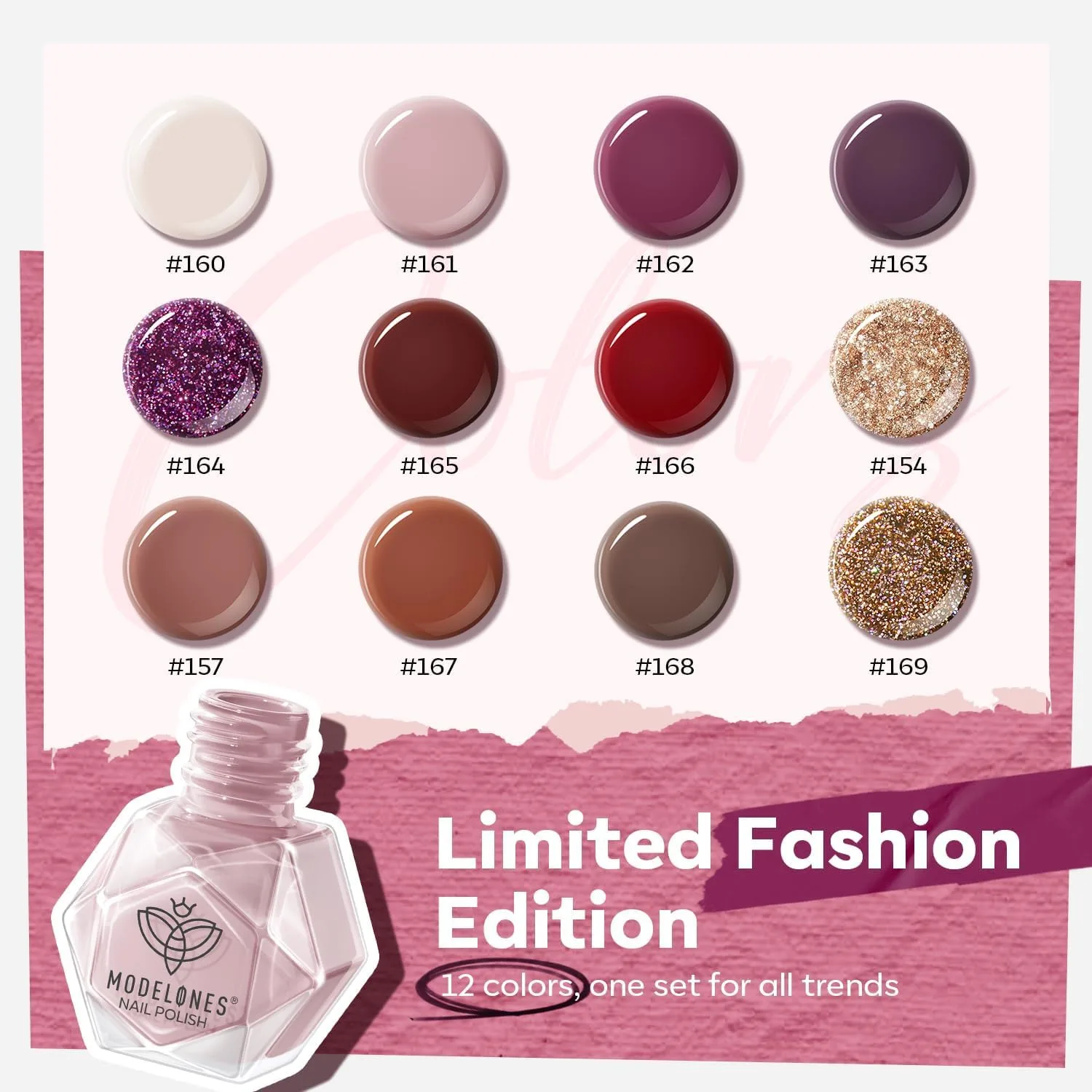 modelones Fall Nail Polish, 12 Colors Purple Quick Dry Nail Polish Set
