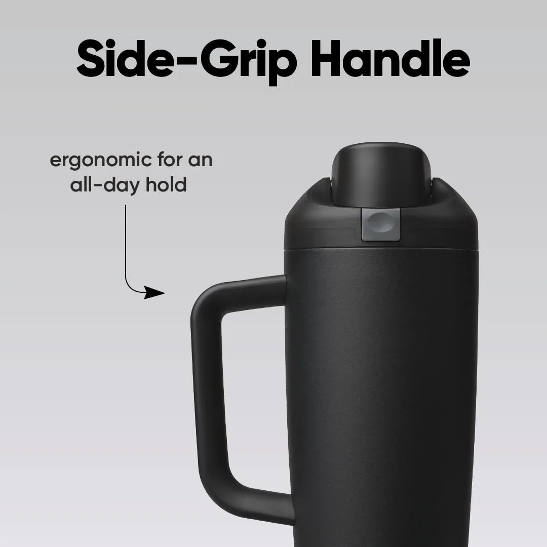 Owala FreeSip Tumbler Stainless Steel Water Bottle 30 oz Very, Very Dark