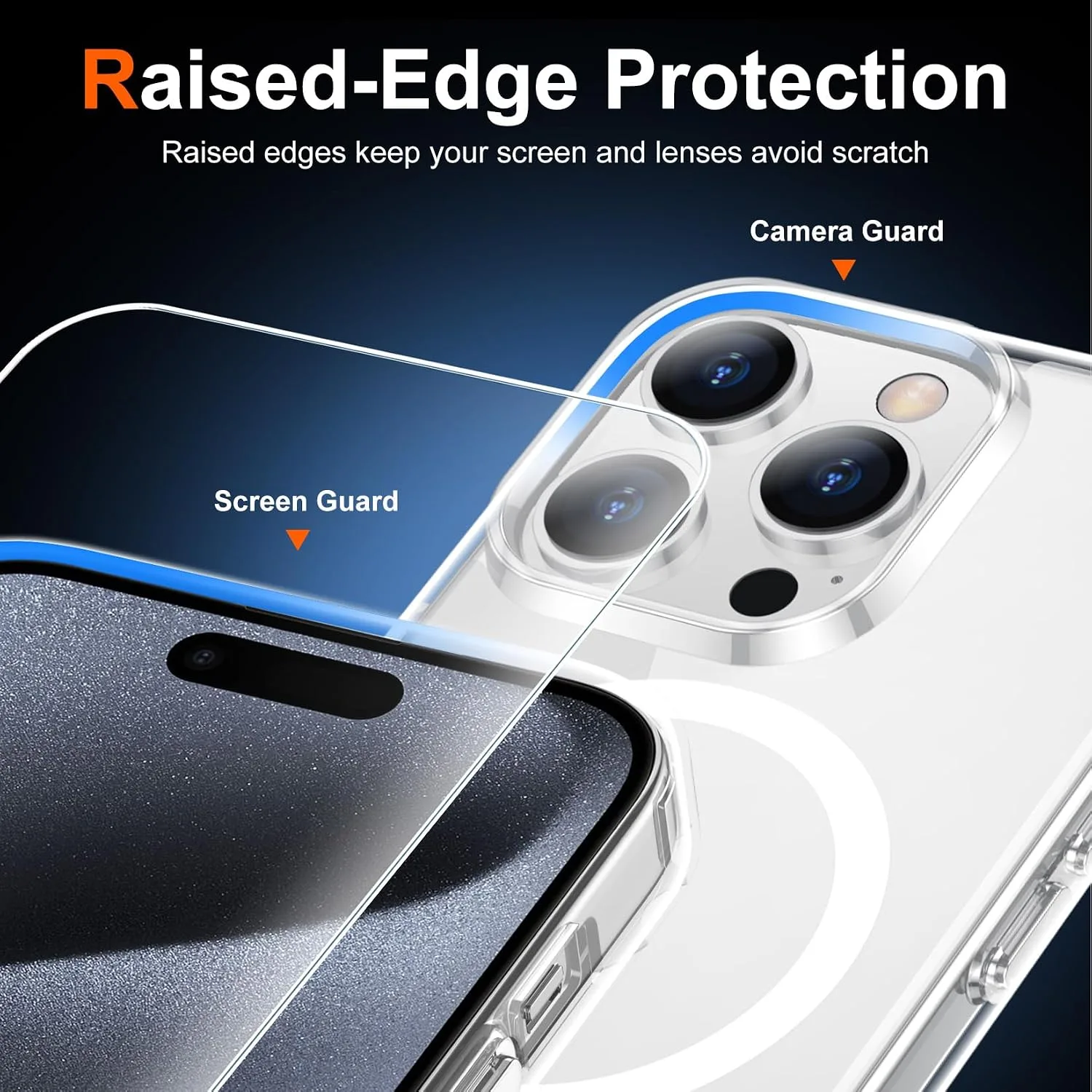 Temdan for iPhone 15 Pro Max Case with Screen Protector Clear