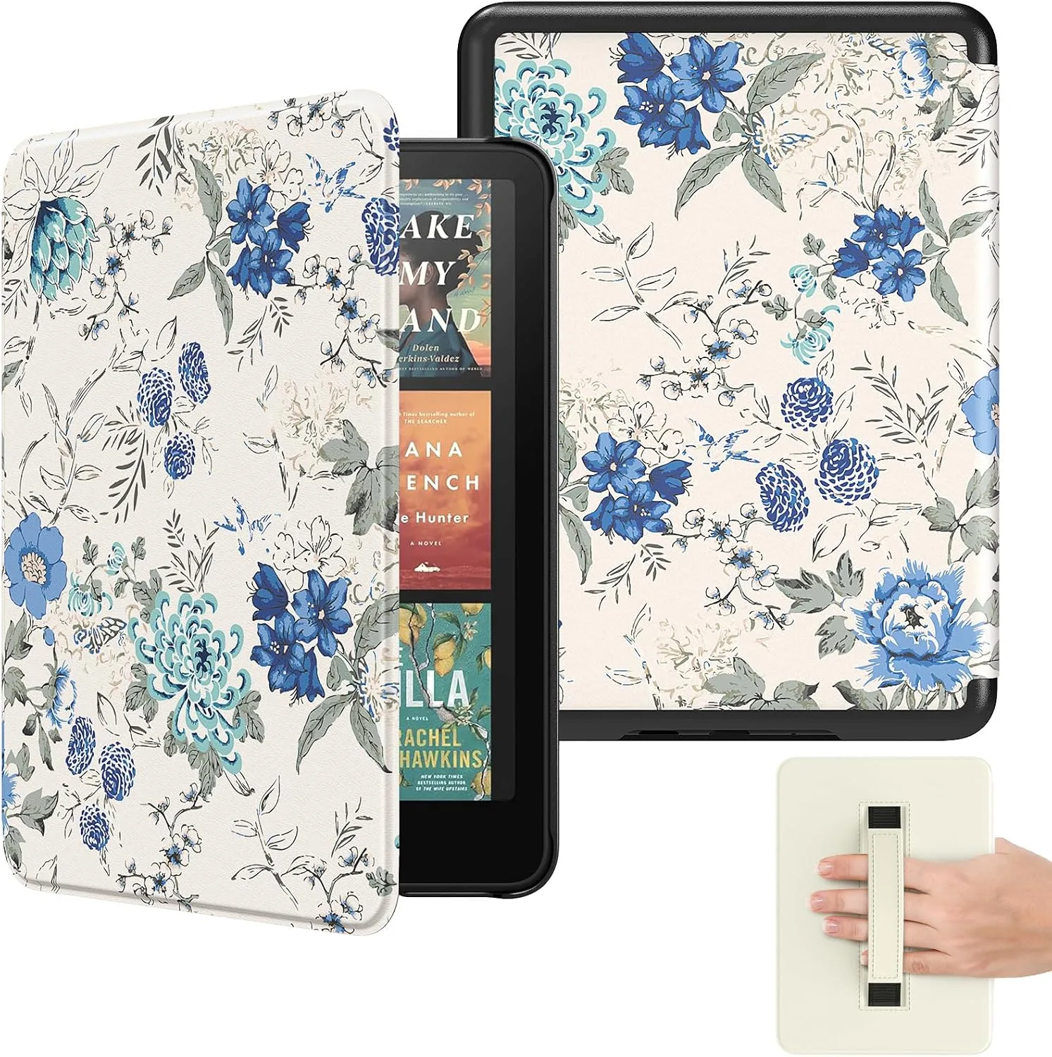 MoKo Case for 7" Kindle Paperwhite 12th Gen 2024, White Blue Floral