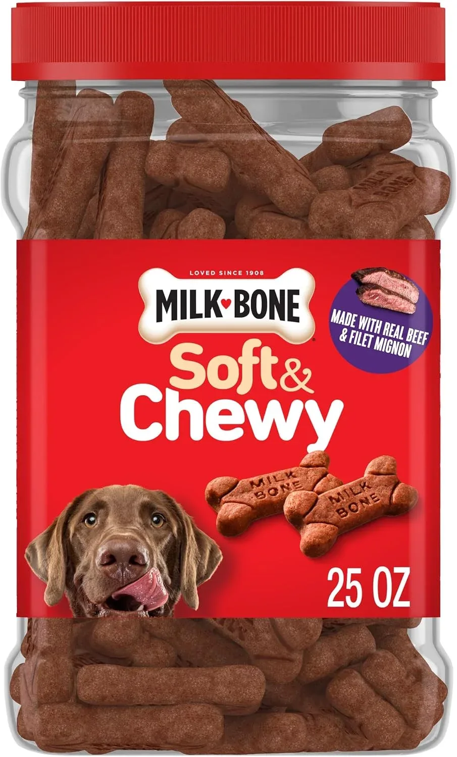 Snacks para perros Milk-Bone Soft & Chewy sabor carne y filete, 25 oz