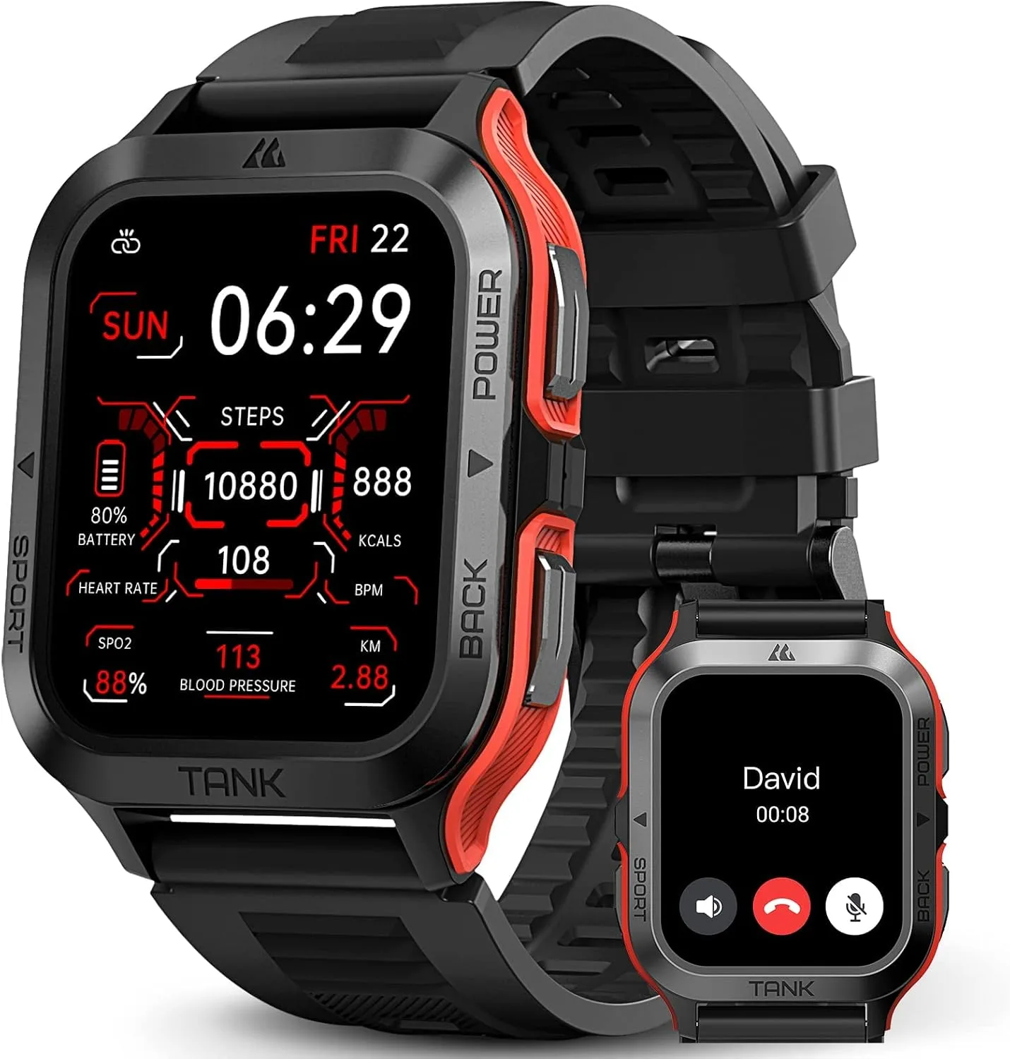 Smart Watch, 5 ATM & IP69K Waterproof, Extra-Long Battery Life