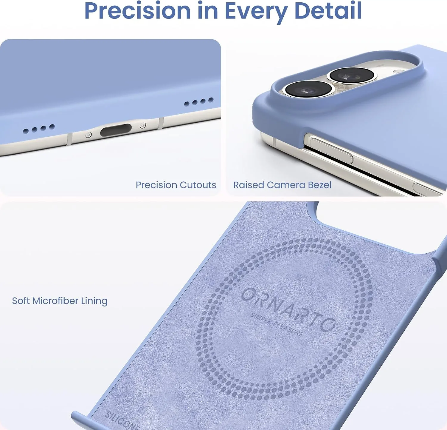 ORNARTO for iPhone Duo Case,Magnetic Slim Liquid Silicone,Soft Blue