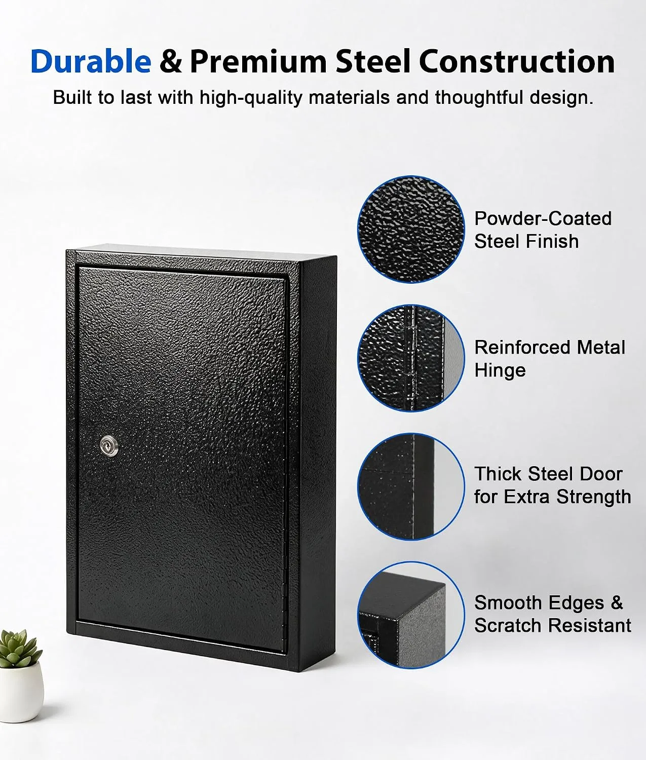 KYODOLED Key Box, 60-Key Lock Box with Key Lock, Wall Mount, Black
