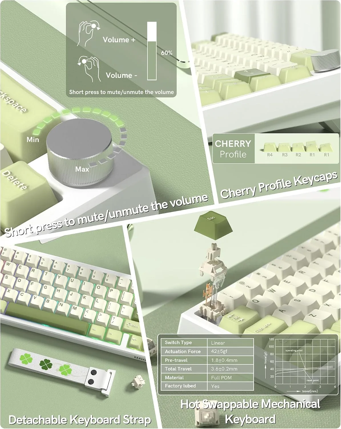 Womier 60% Gaming Mechanical Keyboard Green QMK/VIA