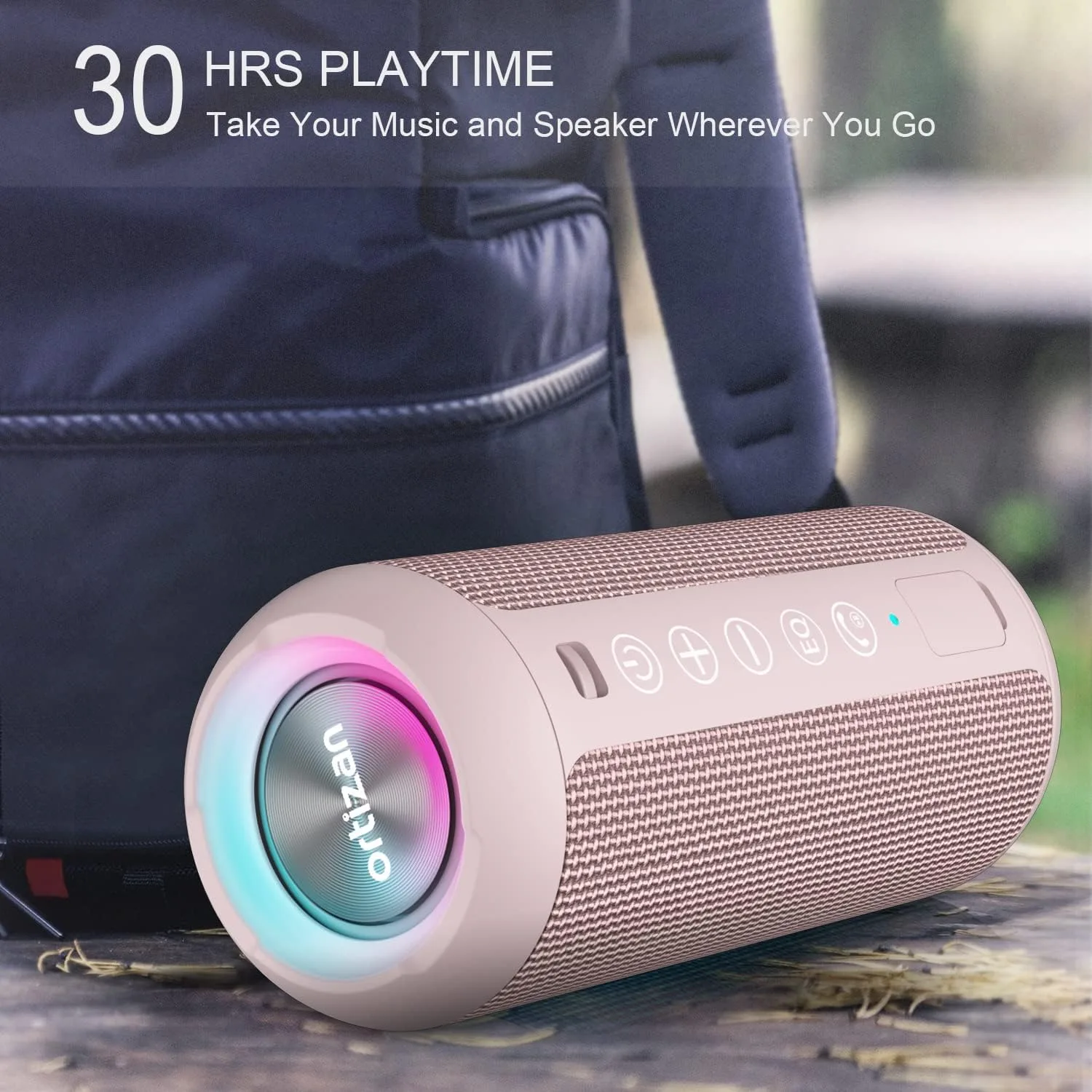 Ortizan X10 Portable Bluetooth Speaker, IPX7 Waterproof, Wireless, Pink