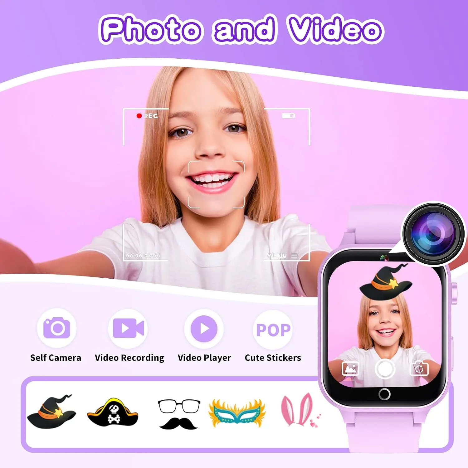 Kids Smart Watches Girls Age 5-12, 26 Games High-Resolution Touchscreen Kids Watch with Video Camera Music Player Pedometer Flashlight 12/24 hr Educational Toys Birthday Gifts for Girls Ages 6 7 8