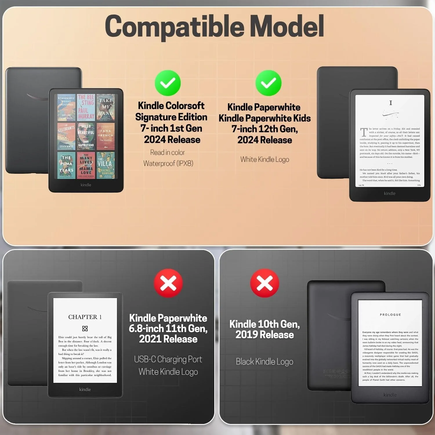 TNP Kindle Paperwhite 12th Gen Case, Colorsoft 7-Inch Cover, World Stamp