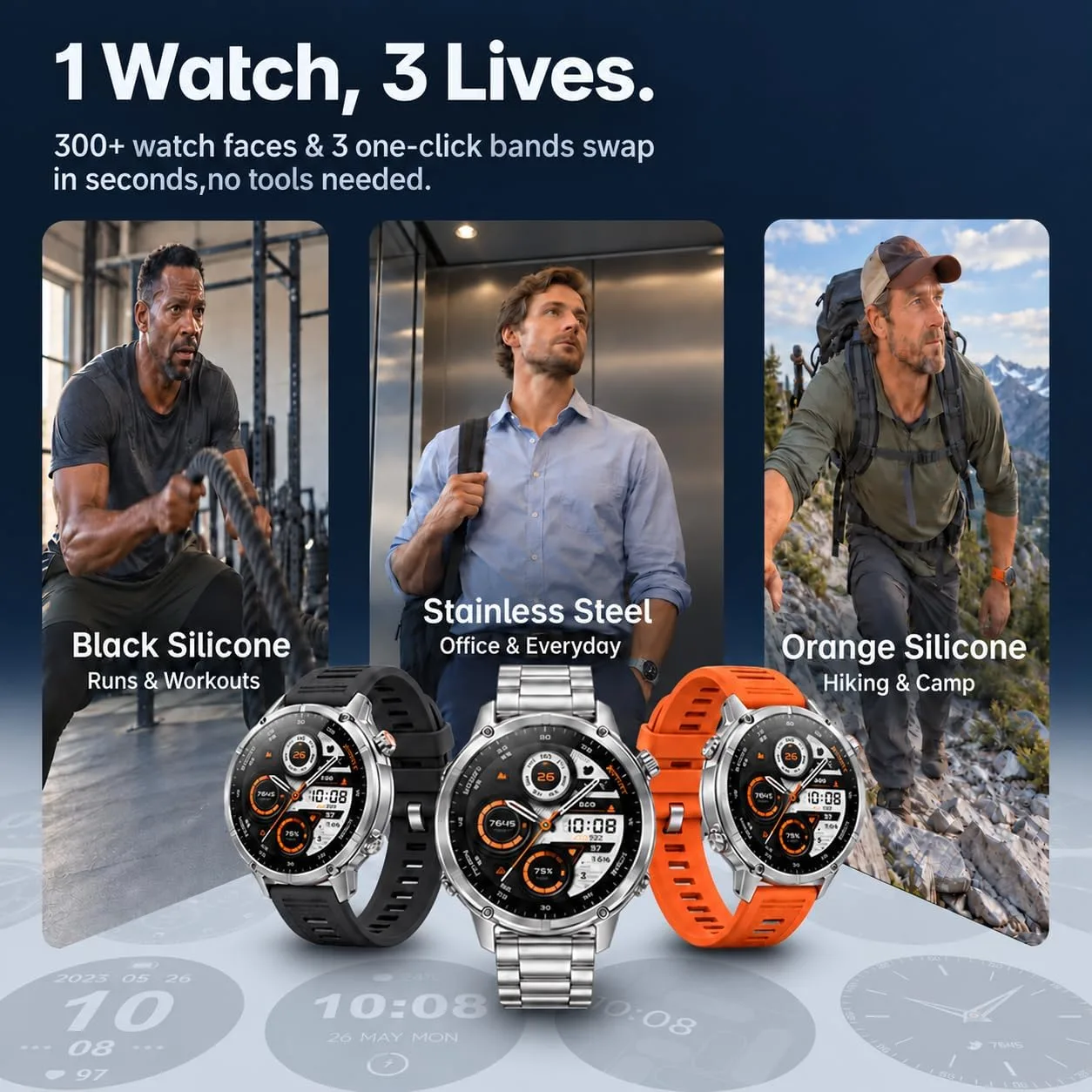 WalkerFit M6 GPS Rugged Smart Watch for Men, 50mm, MIL-STD-810H Tested