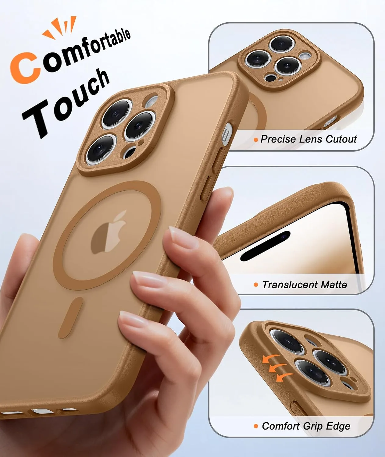 FNTCASE for iPhone 14-Pro Case Fit for MagSafe Coffee Brown