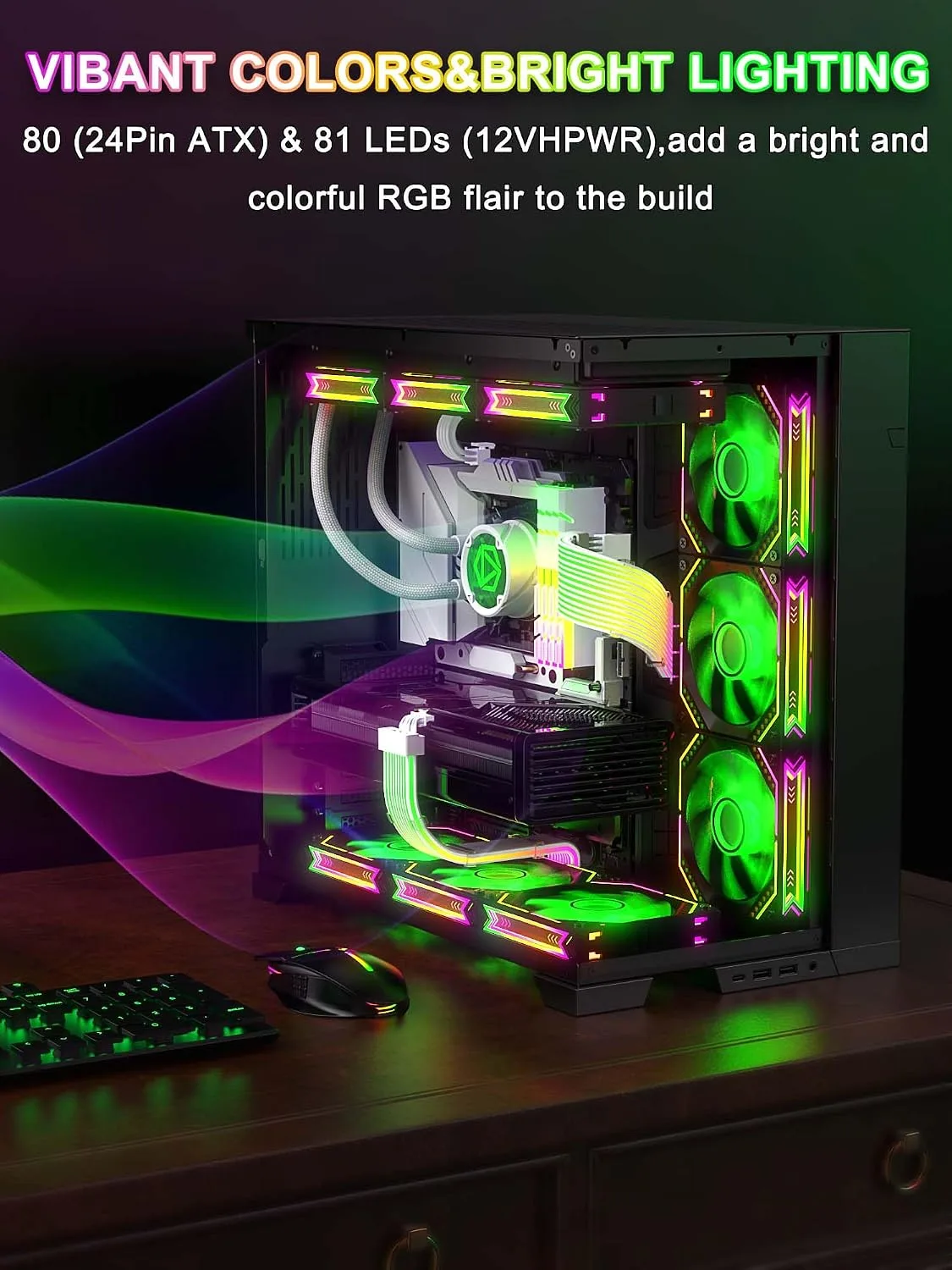 Sirlyr RGB 12VHPWR PSU Extension Kit,24Pin&16 to 3×8 Pin GPU Set