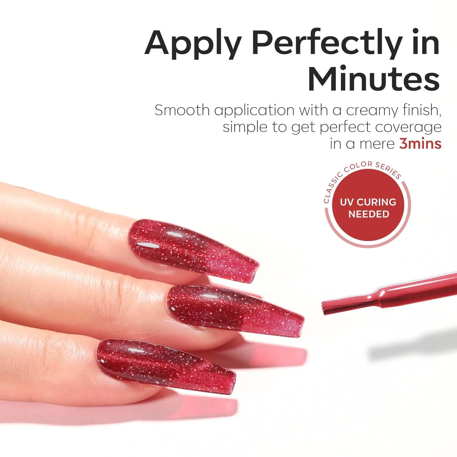 modelones Glitter Gel Nail Polish Pastel Burgundy Red Gel Nail Polish