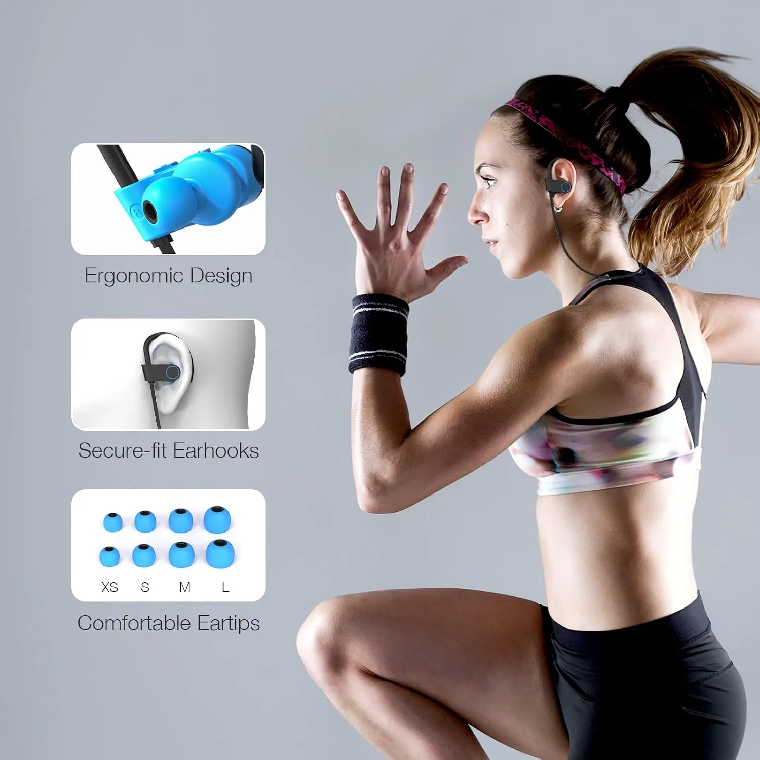 Boean Wireless Earbuds, Bluetooth Headphones 5.3, Wireless Headphones with 16Hrs Playtime IPX7 Waterproof in-Ear Earphones, Deep Bass Stereo Earbuds with Microphone for Gym Running Home Workout