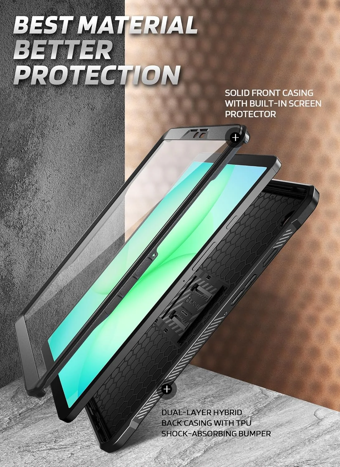 SUPCASE for Samsung Galaxy Tab A11 Case 8.7" with Screen Protector, Black