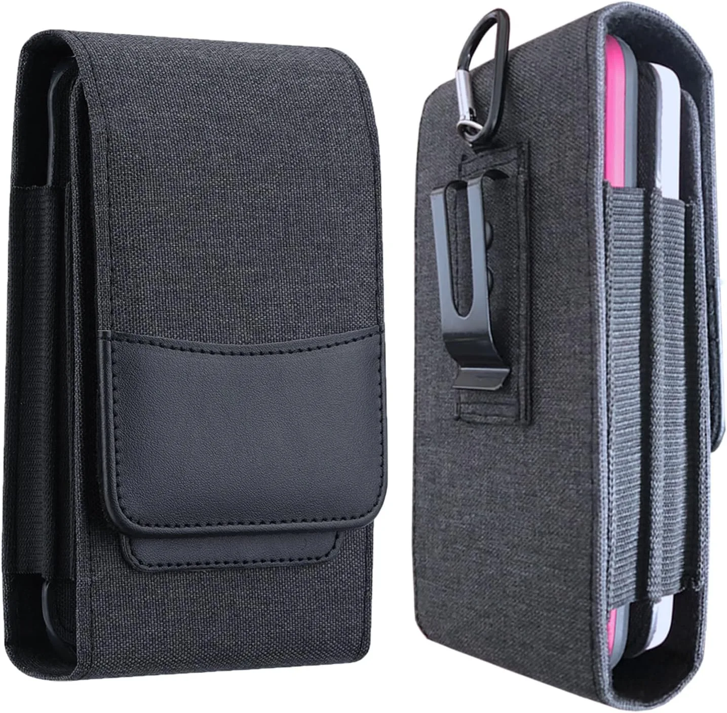 Dual Phone Holster Pouch Case with Belt Clip, Waist Carring Pouch, Universal Smartphone Case Up to 7 Inches for iPhone Pro Max, Pro, Samsung Galaxy,Moto Cellphone Holder