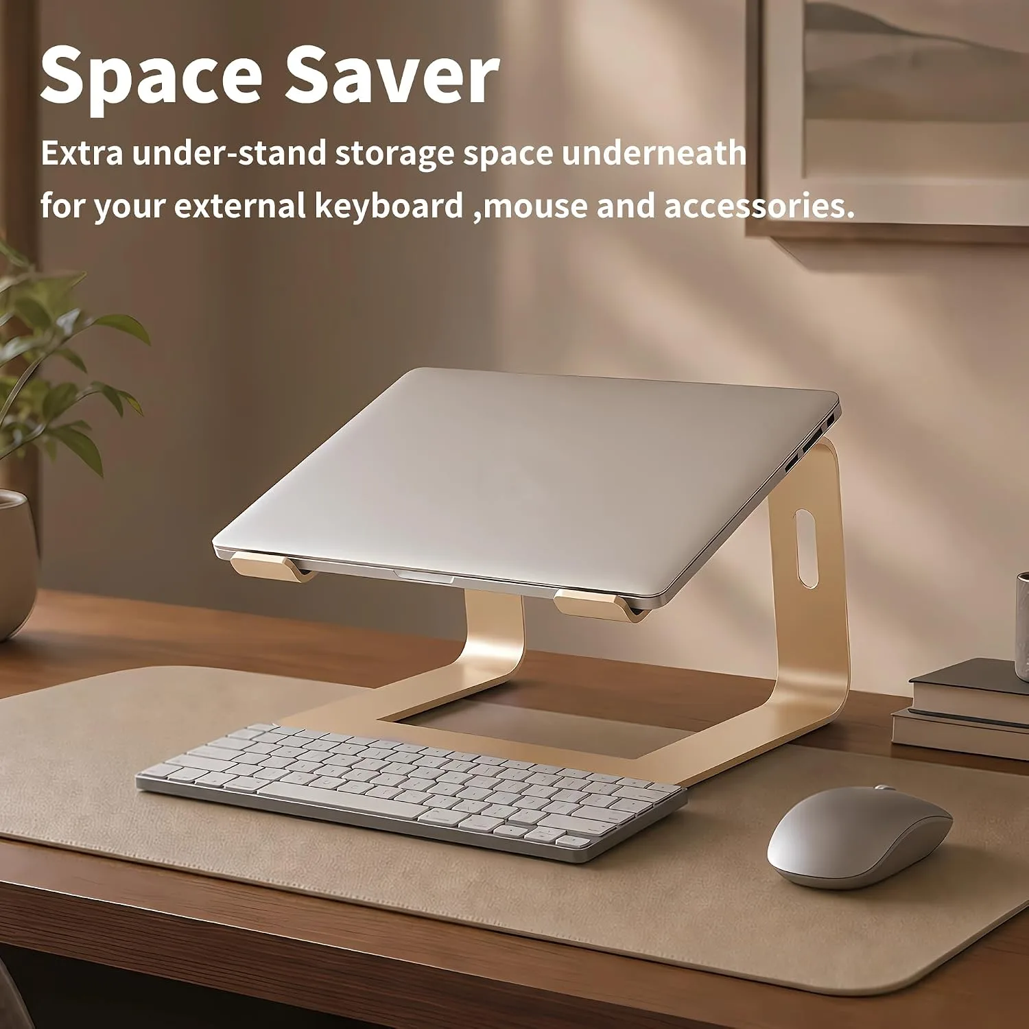 Orionstar Ergonomic Laptop Stand, Aluminum Riser, 10-15.6", Gold