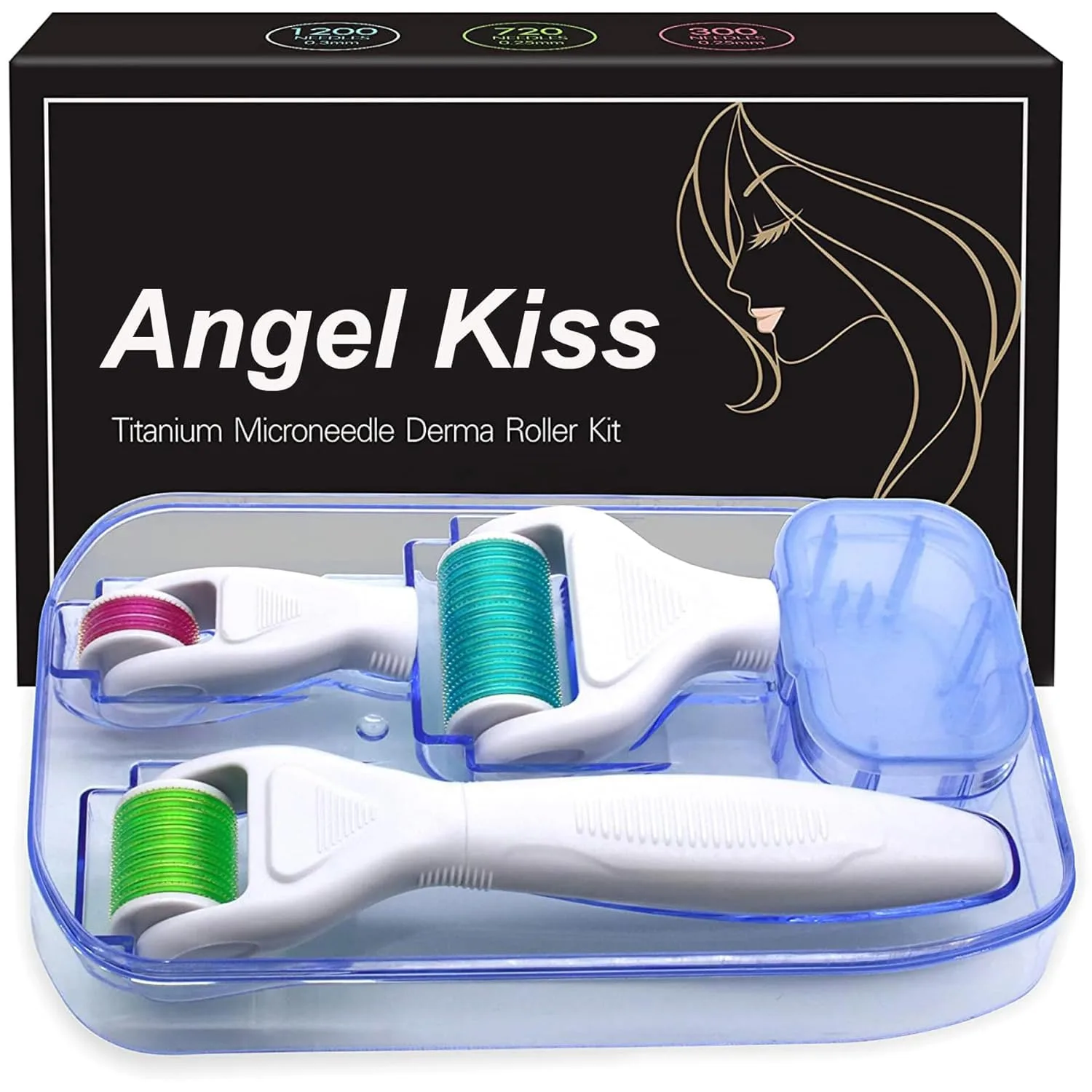 Angel Kiss 4 in 1 Titanium Microneedling Derma Roller Kit for Face and Body