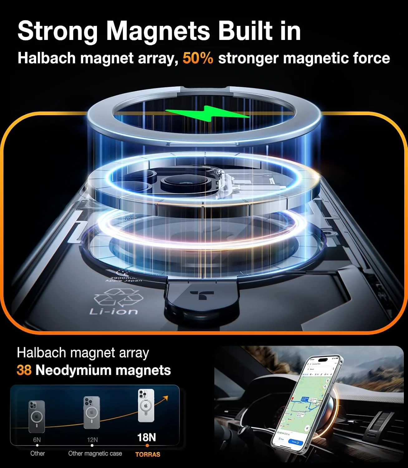 TORRAS Magnetic Ostand for iPhone 15 Pro Max Case Mil-Grade Drop Tested