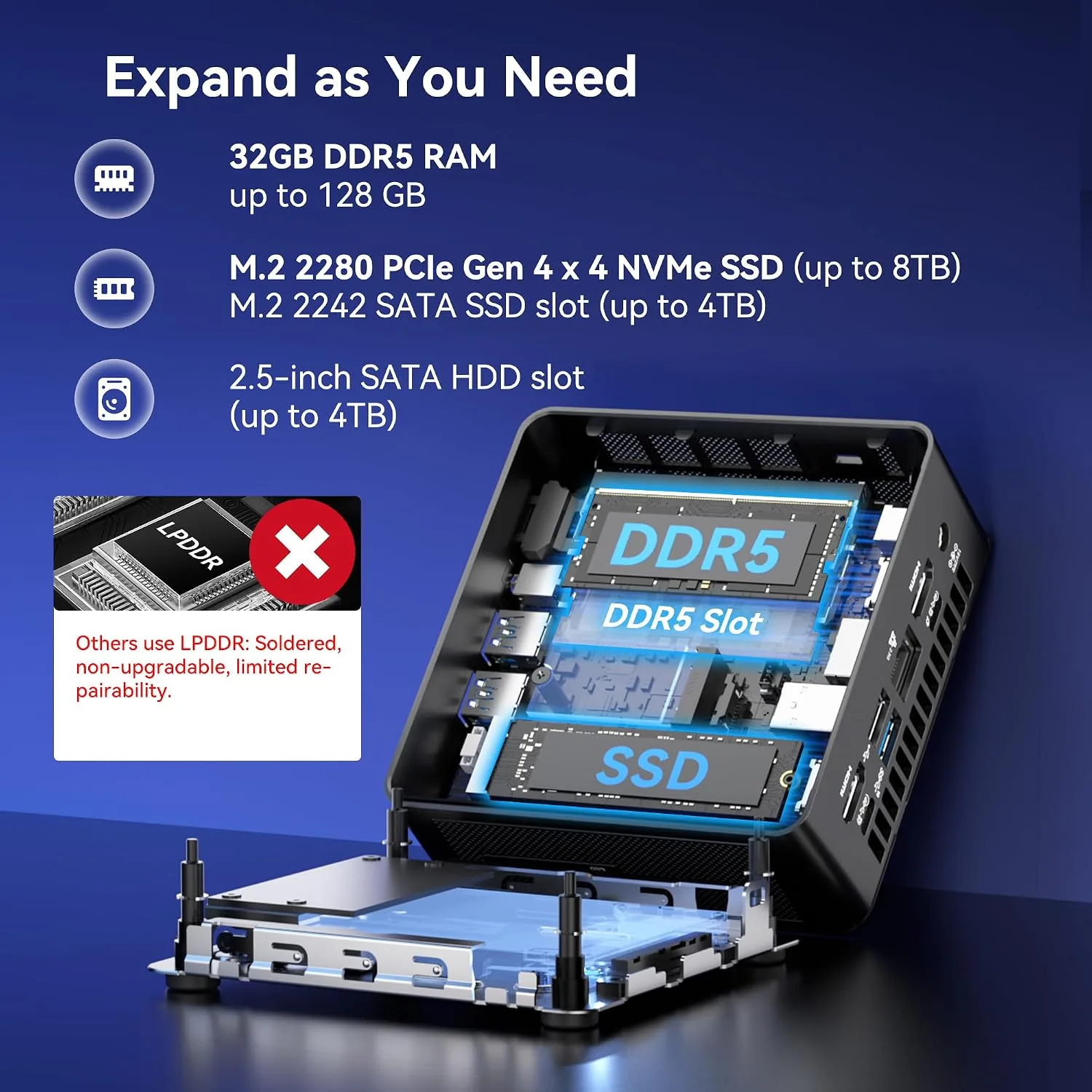 GEEKOM IT15 AI Mini PC, Intel Ultra 9 285H(99 Tops) | 32GB DDR5, 1TB SSD