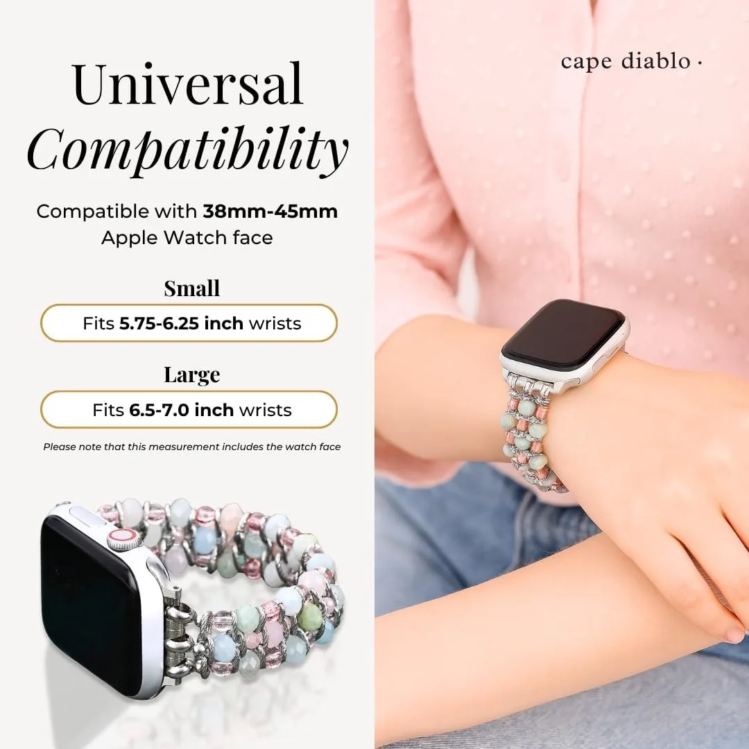 Cape Diablo Smart Watch Band for Women - Handmade Gemstone Strap - Compatible with 38mm-45mm Apple Faces