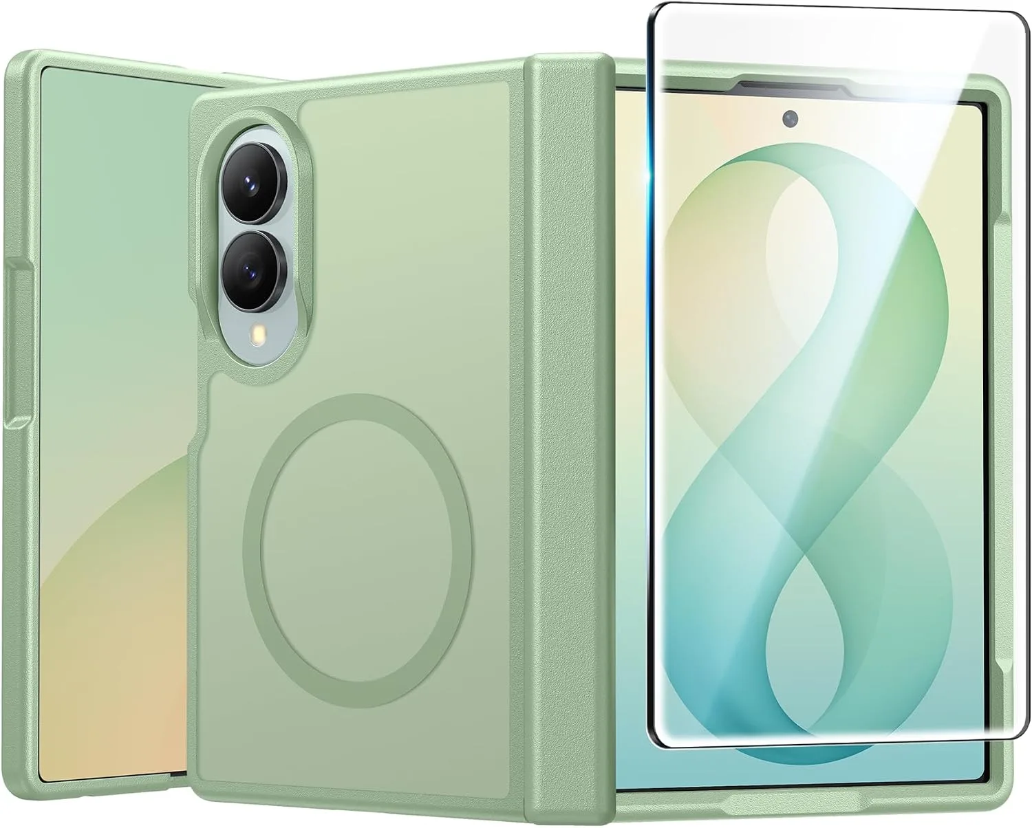 Funda para Samsung Galaxy Z Fold 8 Fntcase Verde Claro compatible con MagSafe