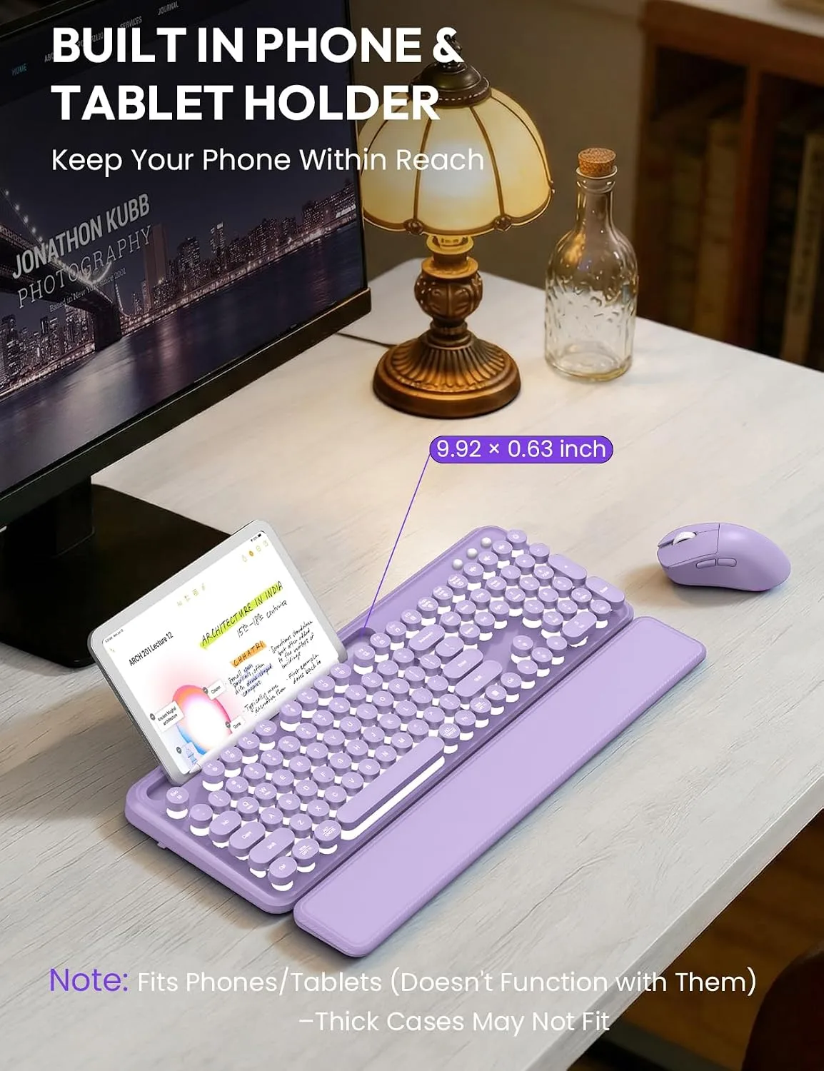 Wireless Keyboard and Mouse, Backlit Typewriter with Magnetic Wrist Rest