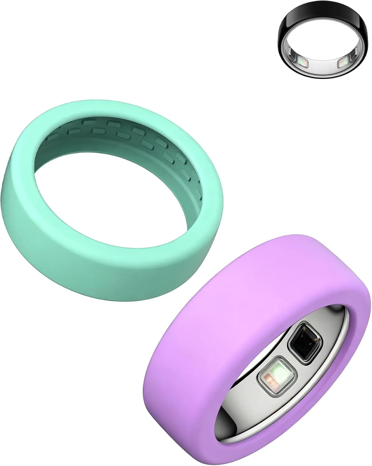 Silicone Case for Oura Ring 5, 2-Pack, M (10-13), Mint Green+Purple