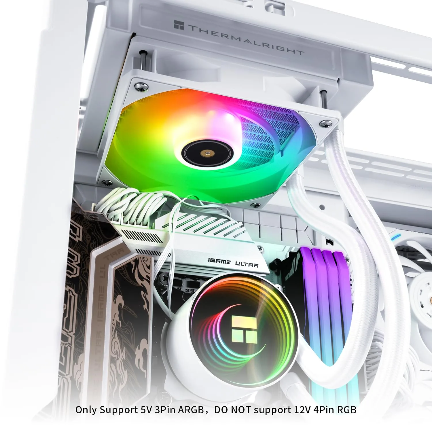 Thermalright Frozen Notte 120 ARGB White Liquid CPU Cooler, 120mm PWM Fan with ARGB-Up to 2000RPM Speed, for AMD/AM4/AM5, Intel LGA1150/1151/1200/1700/1851,White
