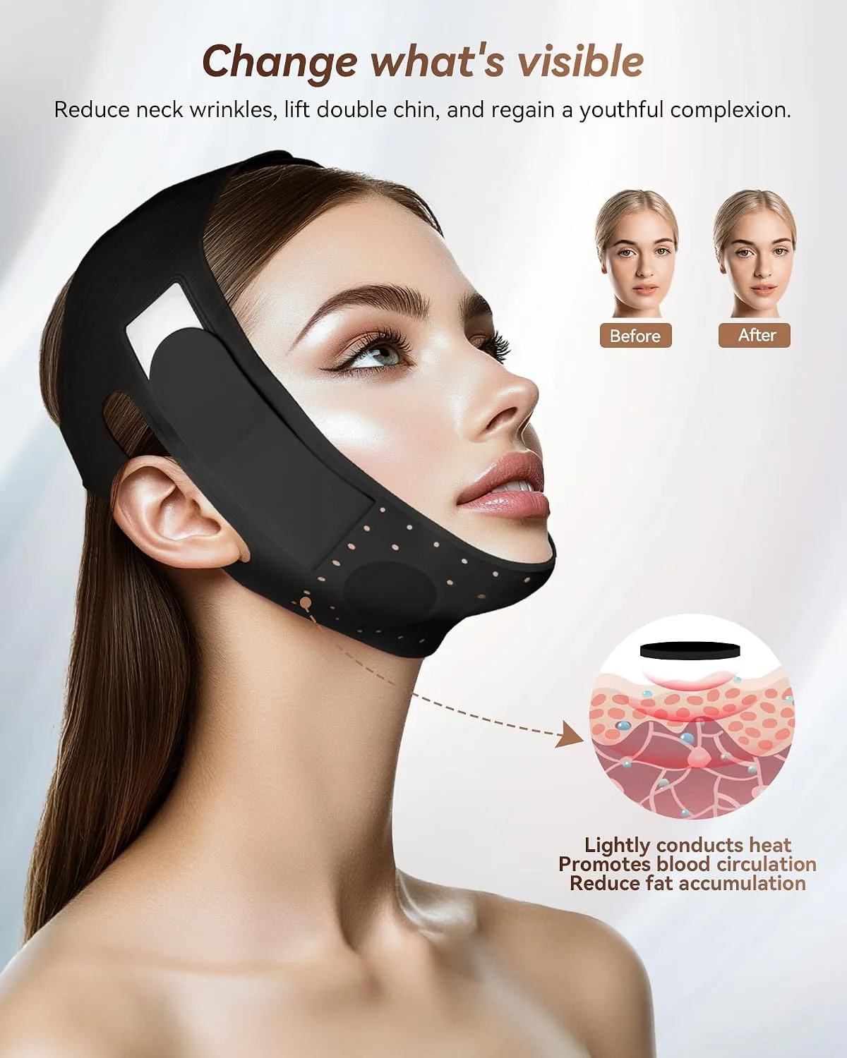 Reusable V Line Silicone Face Strap, Soft Silicone Chin Strap for Women