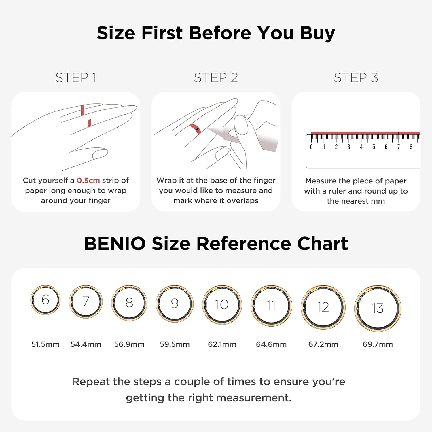 BENIO Gen2 Smart Ring for Women Men Sleep Health Fitness Tracker