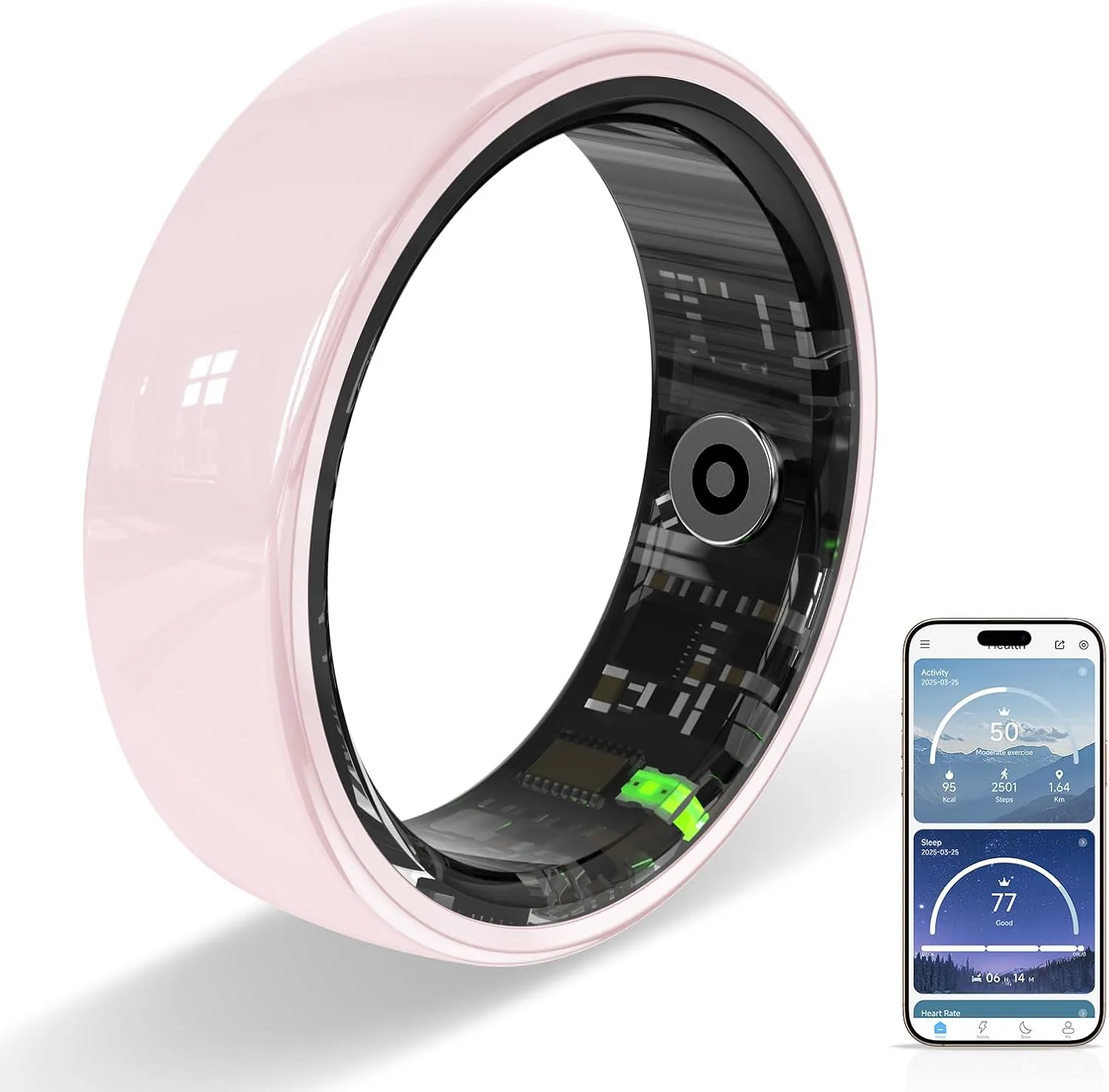 Ceramic Smart Ring for Women,fitness Tracker with Sleep Monitor