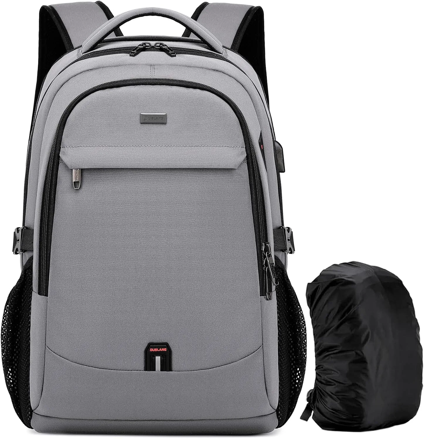 DUSLANG 17 Inch Laptop Backpack for Travel Water Resistant College Backpack for Men/Women Laptop Bag with USB Charging Port and Rain Cover,light grey