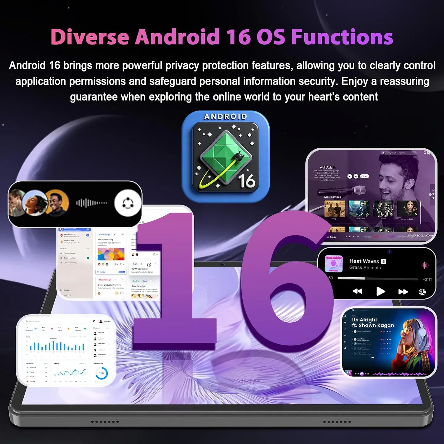 Android 16 tablet 10 inch, Android Tablet with Keyboard, 26GB+256GB+2TB Expand, Electronic Tablet PC with Gemini, 8-Core, 8000mAh, 5G WiFi, GPS, GMS, 2 in 1 Tablet with Case/Mouse/Stylus(Silver Case)