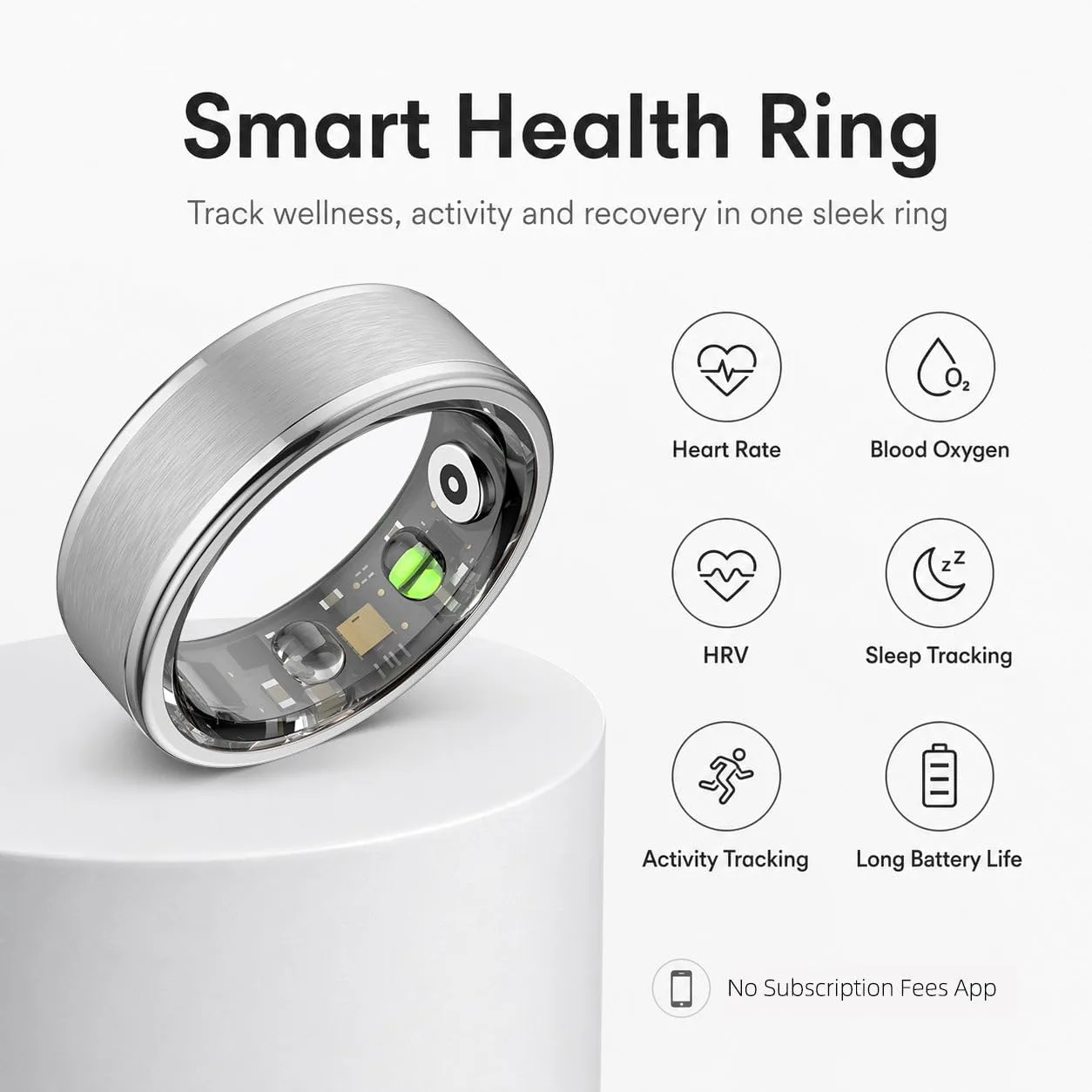 Smart Ring for Women and Men, Fitness & Sleep Tracker, Silver 10
