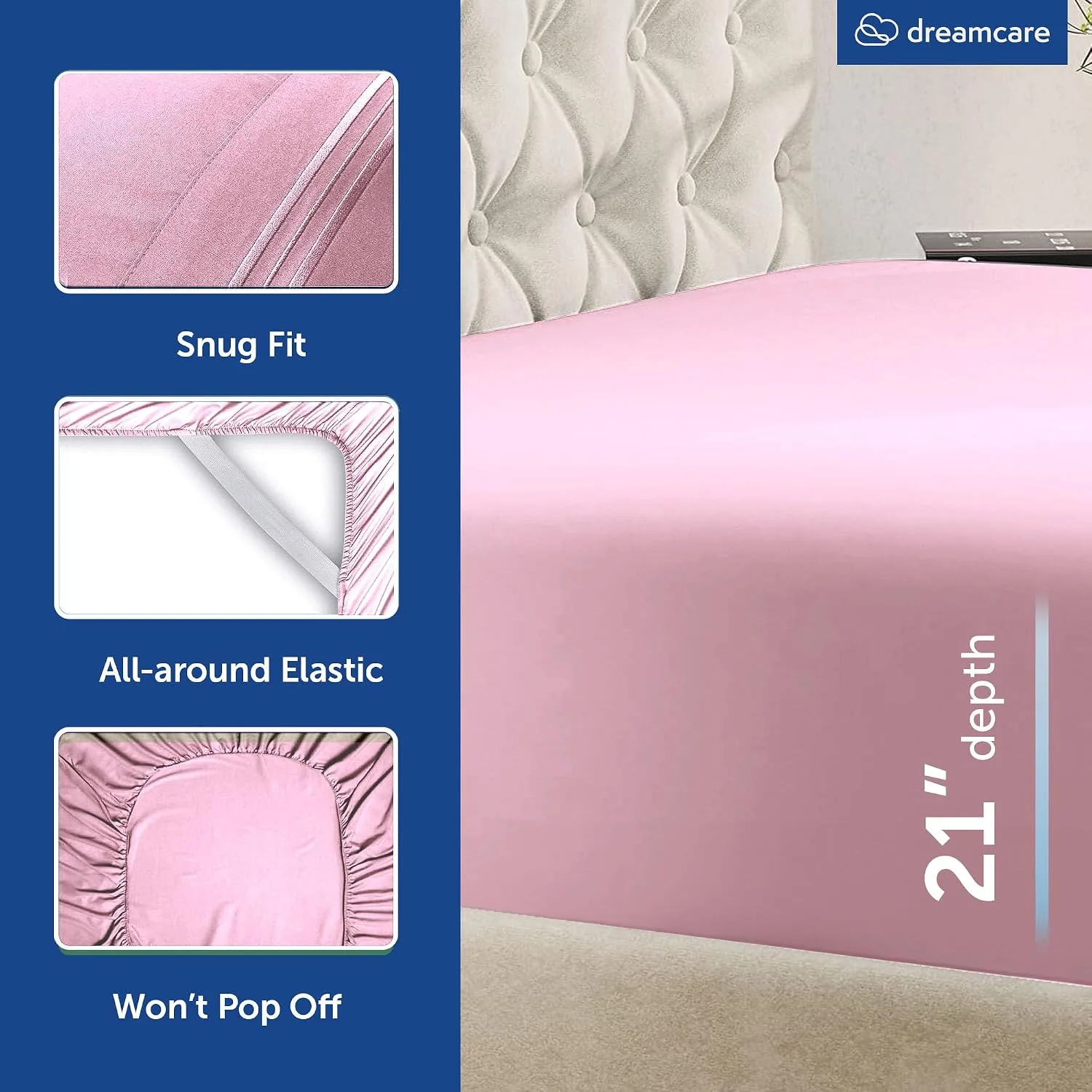 DREAMCARE King Size Sheets Set - 6 pcs Breathable Cooling Sheets King Size