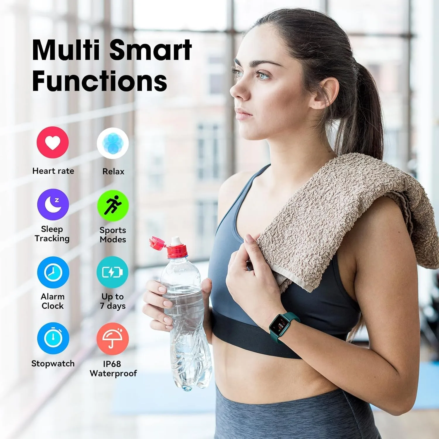 Fitness Tracker Watch with Heart Rate, No App No Phone Required, Pedometer