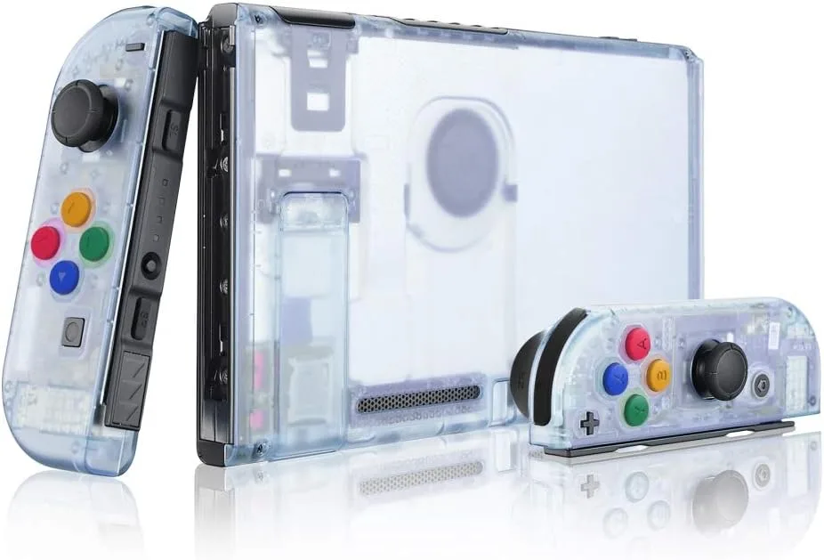eXtremeRate DIY Replacement Shell Buttons for Nintendo Switch, Back Plate for Switch Console, Housing with Colorful Buttons for Joycon Handheld Controller - Glacier Blue [No Electronics Parts]