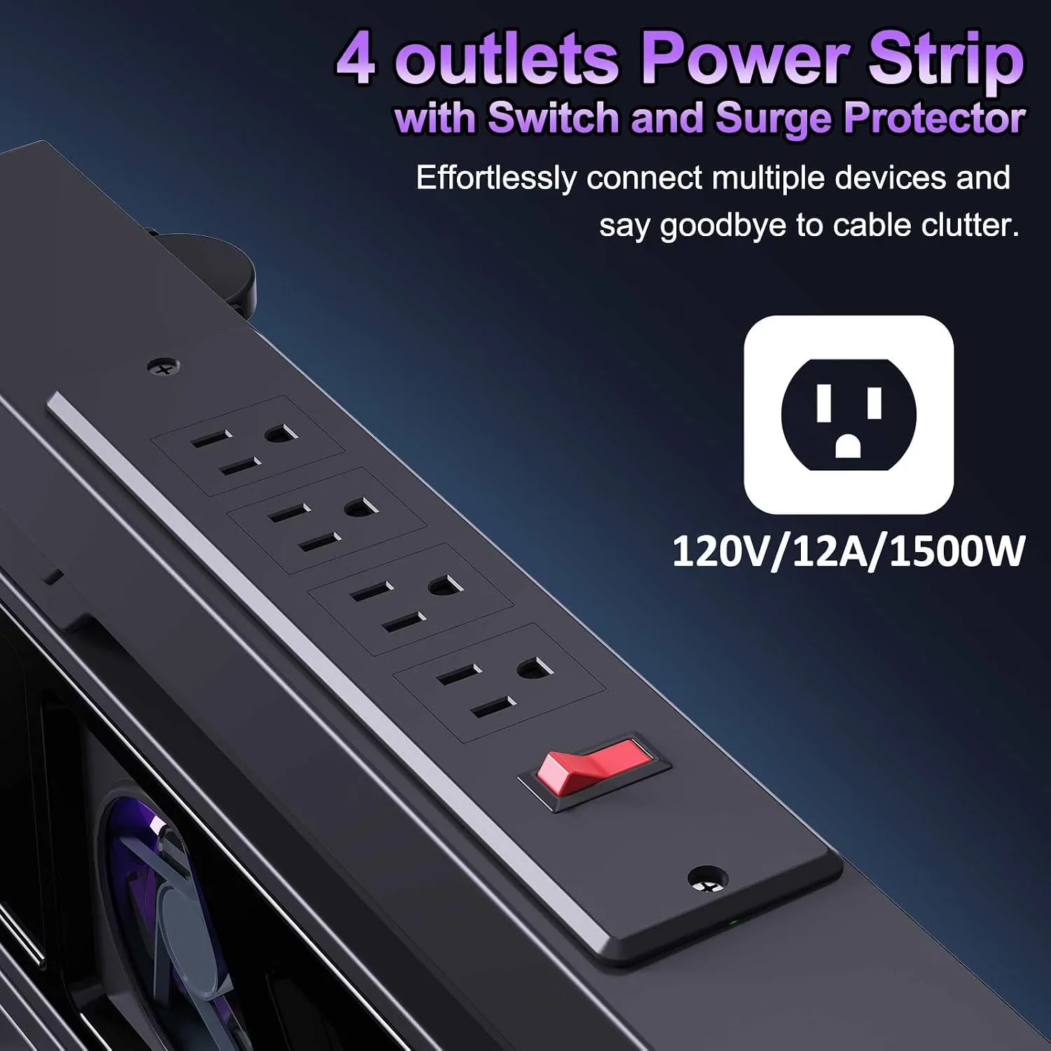Adjustable PC Tower Stand with Cooling Fans, Outlet, Fits Most PC