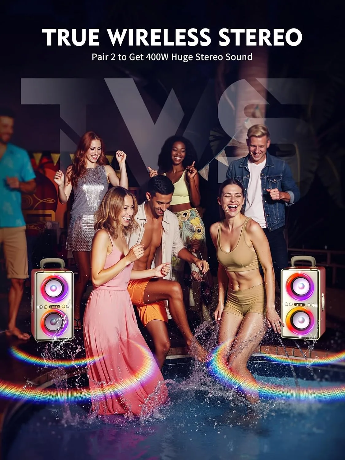 YIER Bluetooth Speaker, 240W Peak Loud Party Speakers with Deep Bass, Red