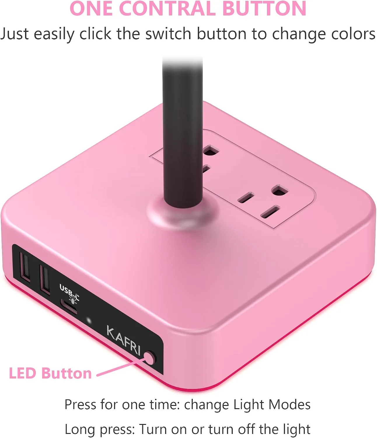 KAFRI RGB Headphone Stand with USB Charger Desk Gaming Headset Holder Hanger Rack with 3 USB Charging Port and 2 Outlet - Suitable for Gamer Desktop Table Game Earphone Accessories Girlfriend Gift