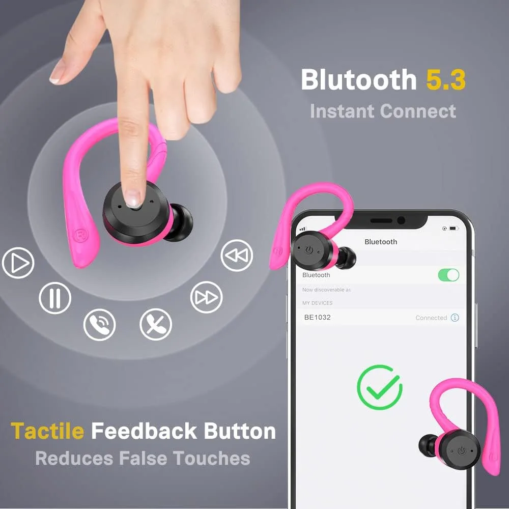 APEKX Wireless Earbuds, IPX7 Waterproof Bluetooth Headphone w/Mic Deep Bass