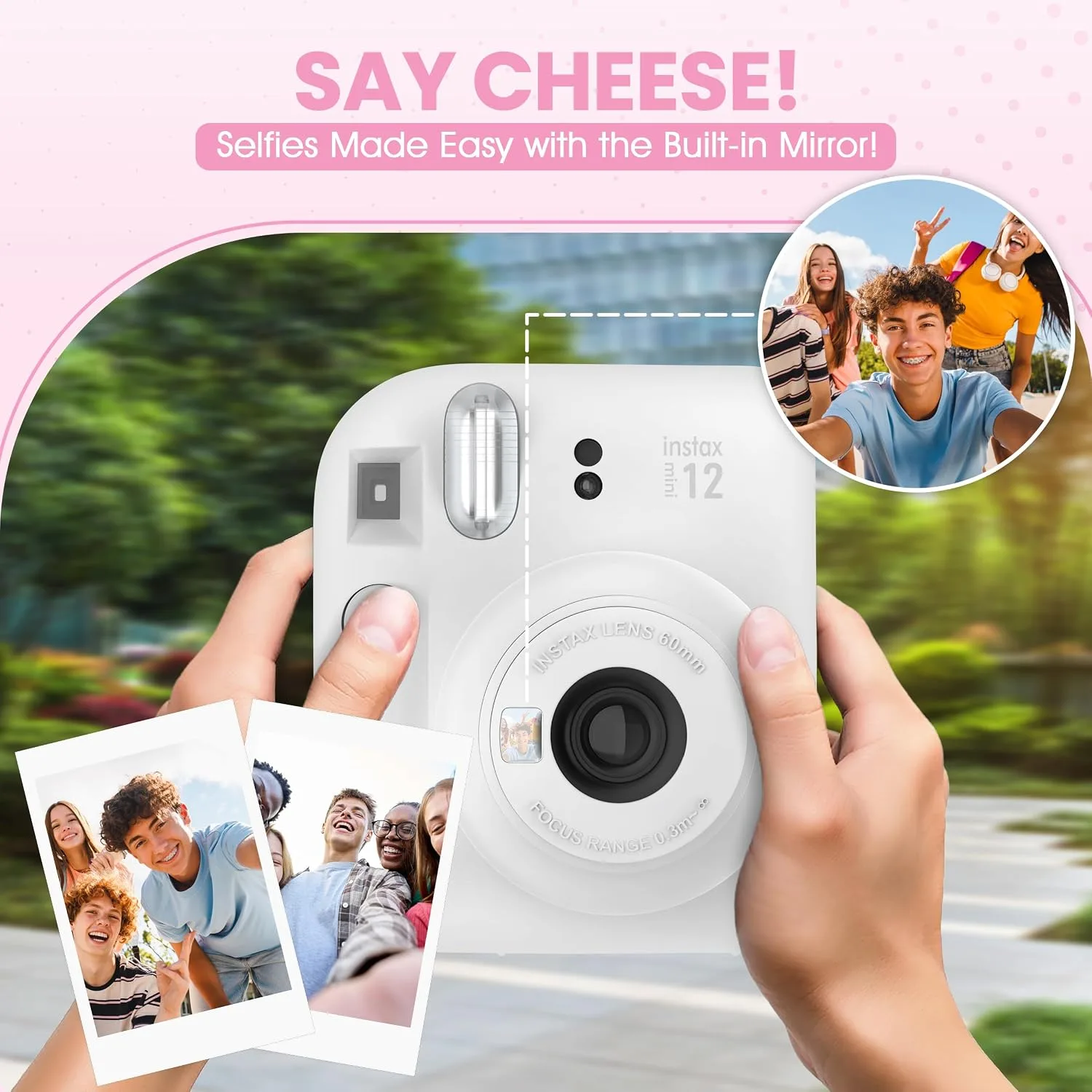 Fujifilm Instax Mini 12 Instant Camera Clay White + Minimate Custom Designed Case + Fuji Instax Film 10 Sheets & Photo Album