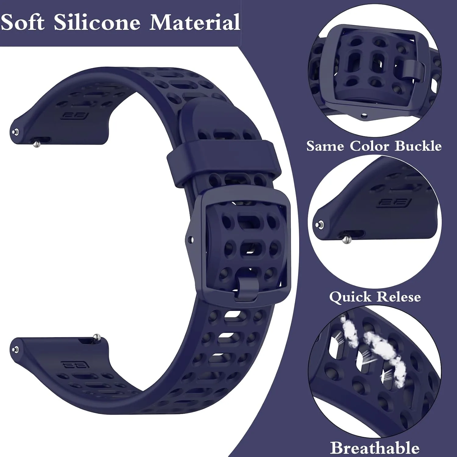 20mm 22mm Sport Silicone Bands for COROS PACE 4/3/APEX 2 Pro/PACE 2